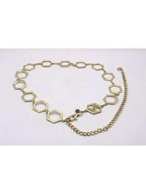 Adrienne Vittadini Gold Hexagon Chain Link Chunky Metal Belt Lobster Clasp Close